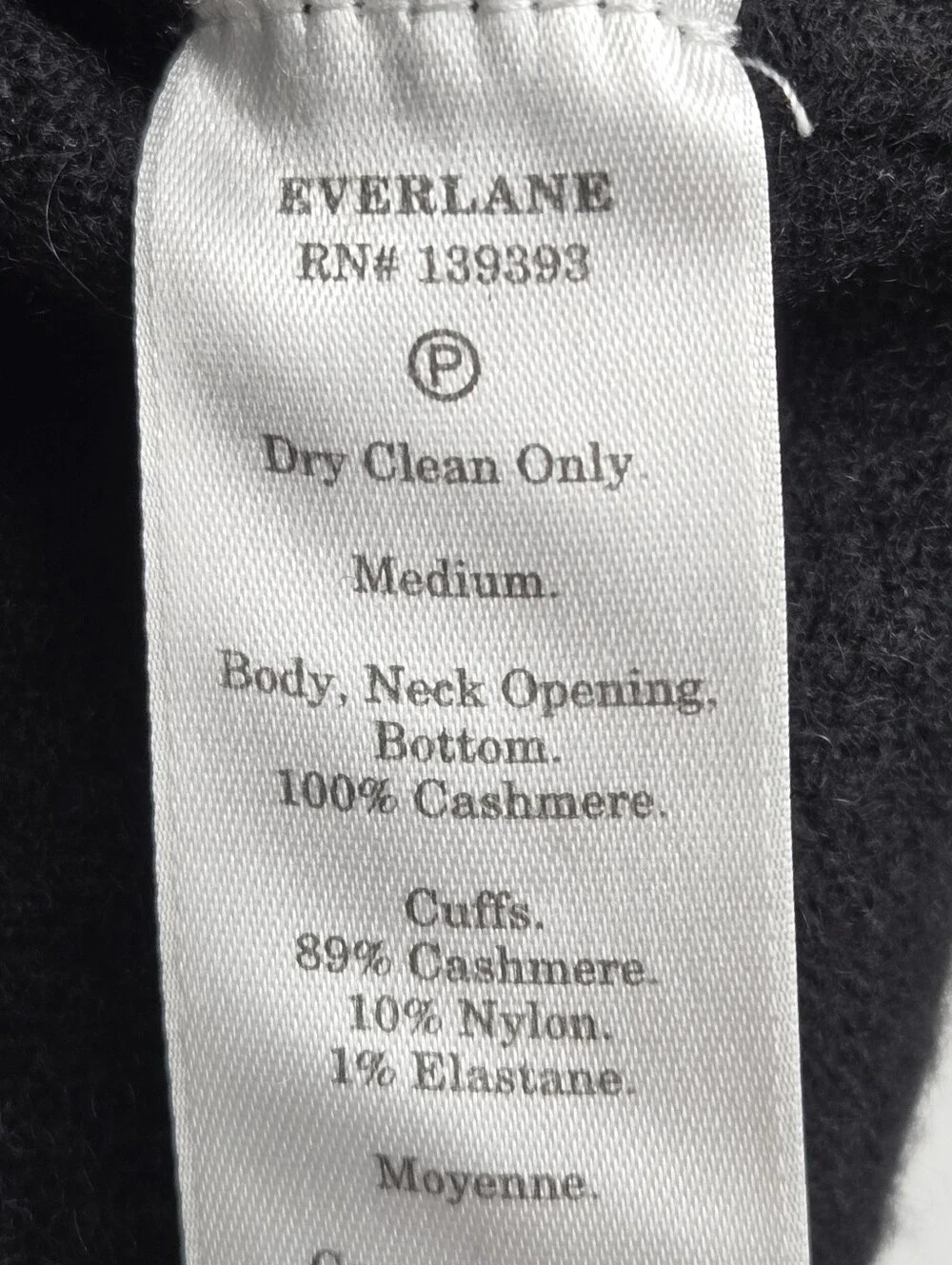 Everlane Cashmere Sweater Black Mock Neck Minimal Pullover